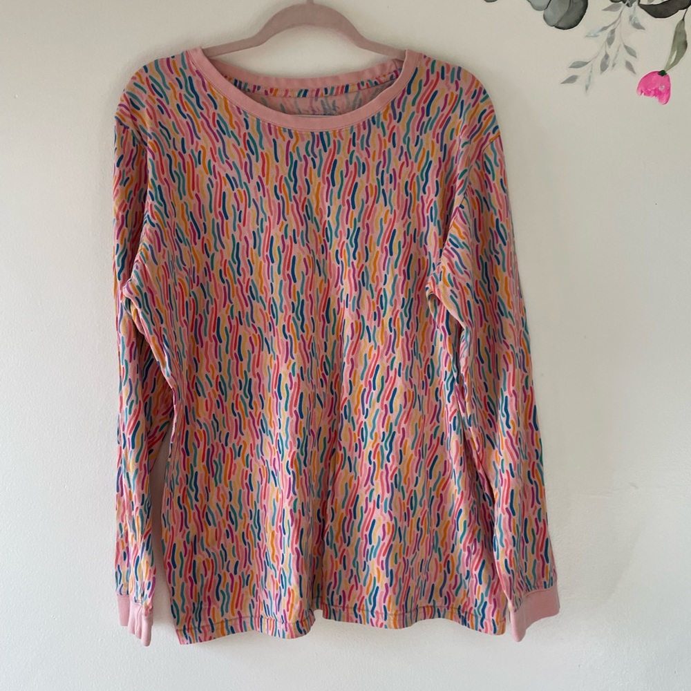 Mokuyobi Confetti Print Long Sleeve Cotton Top, Peach, Unisex Size Large